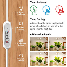 Lordem with four dimmable settings for different plant needs
