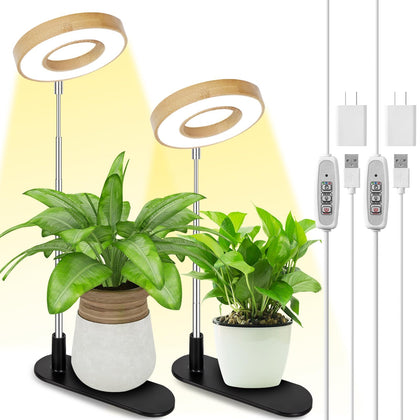 Lordem bamboo base desktop grow light on a stylish desk for indoor plants
