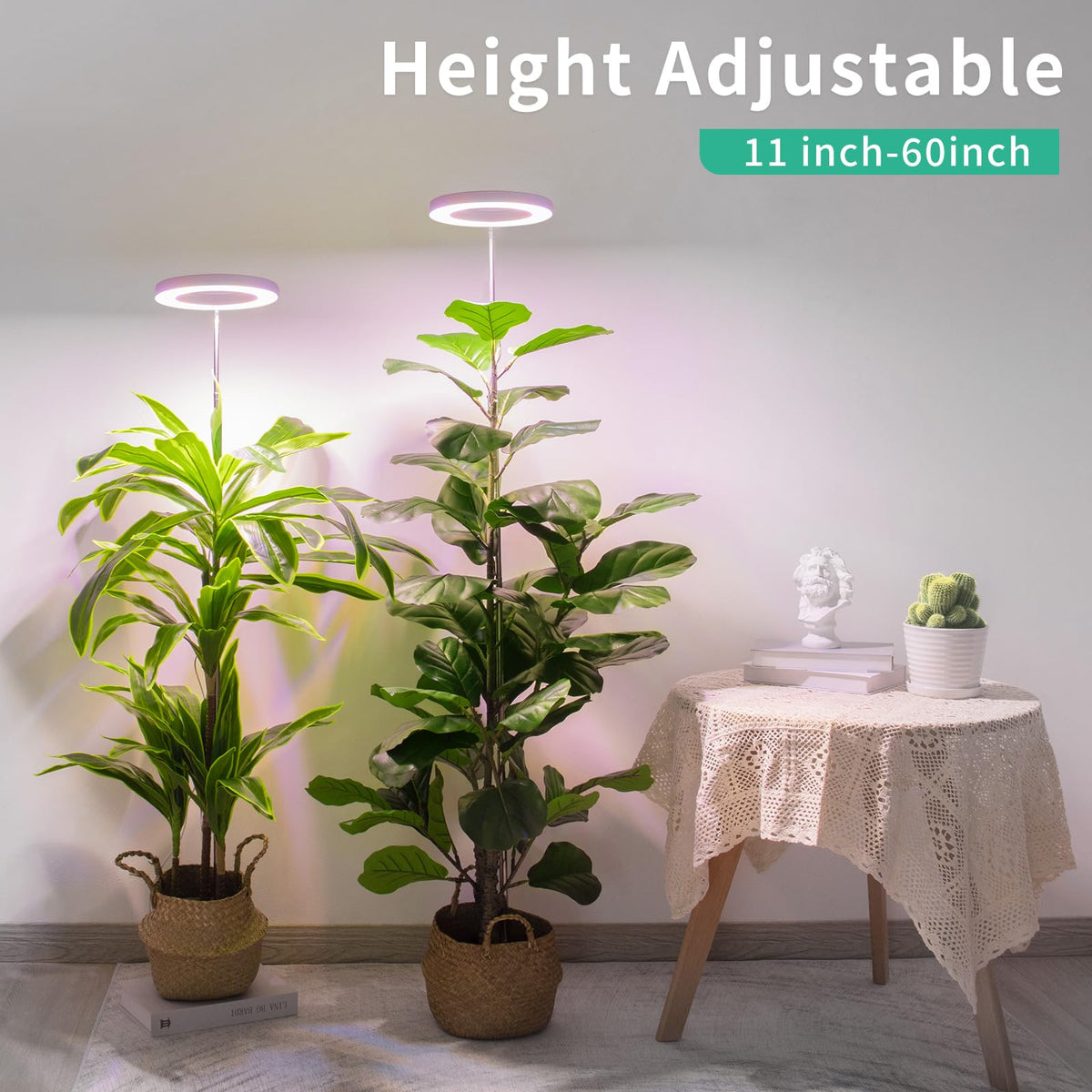 LORDEM grow light with four brightness settings for different plant stages.