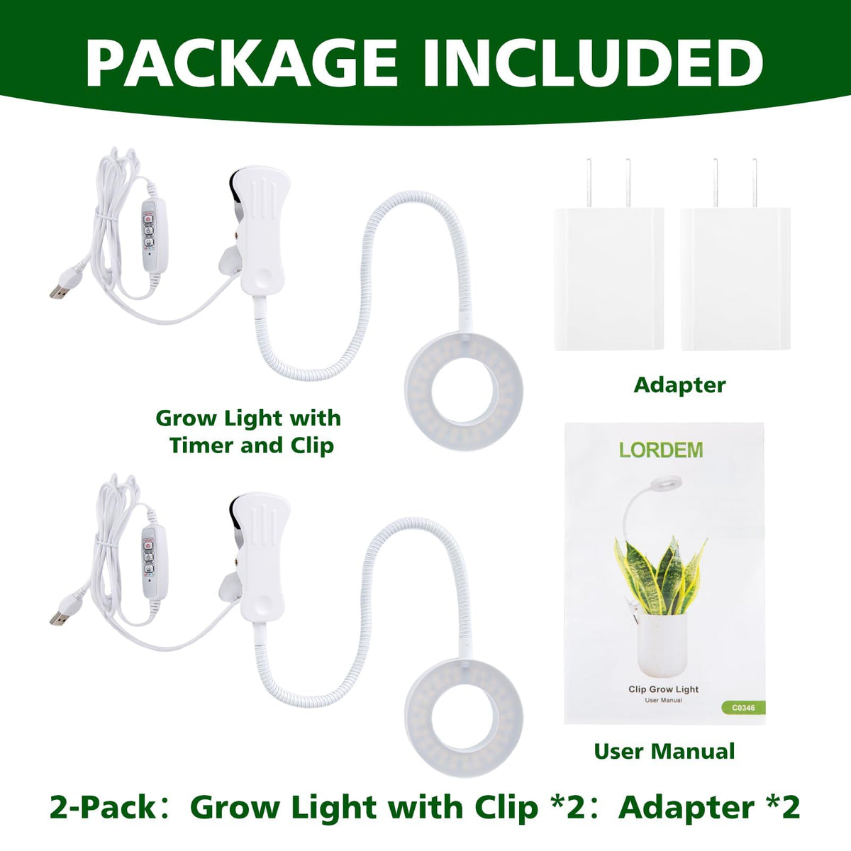 LORDEM Two-Pack Indoor Plant Light kit provides versatile illumination for small spaces