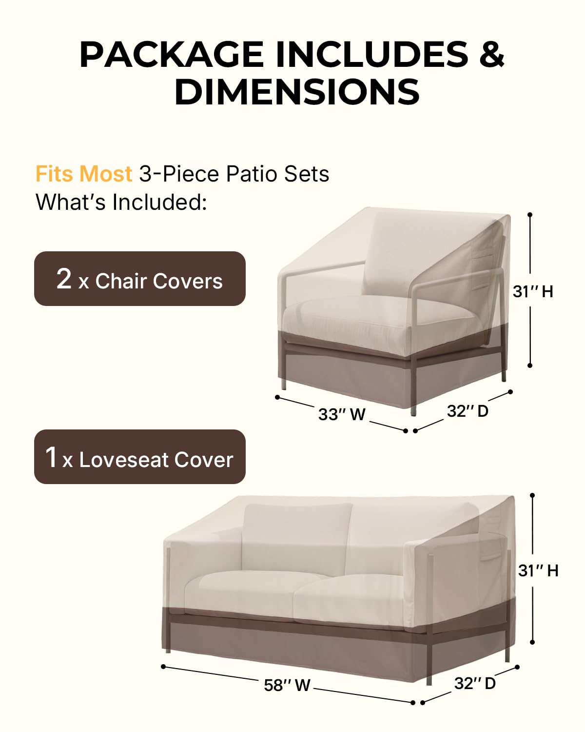 Loriano chair cover fabric detail shows heavy-duty 600D Oxford material