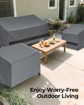 Loriano gray color cover complements modern patios with a sleek look.