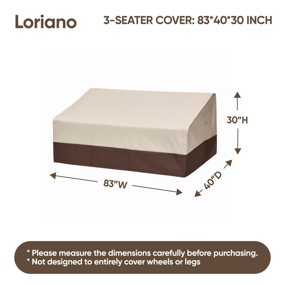 Loriano heavy-duty 600D Oxford fabric cover safeguards outdoor furniture