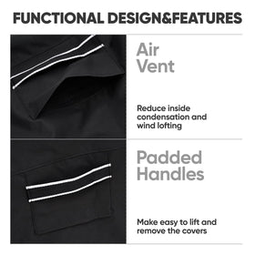Loriano padded handles allow easy removal of covers