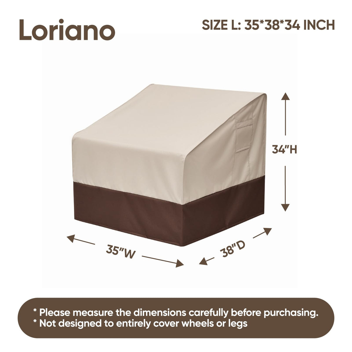 Loriano covers feature windproof straps for secure fit on windy days.