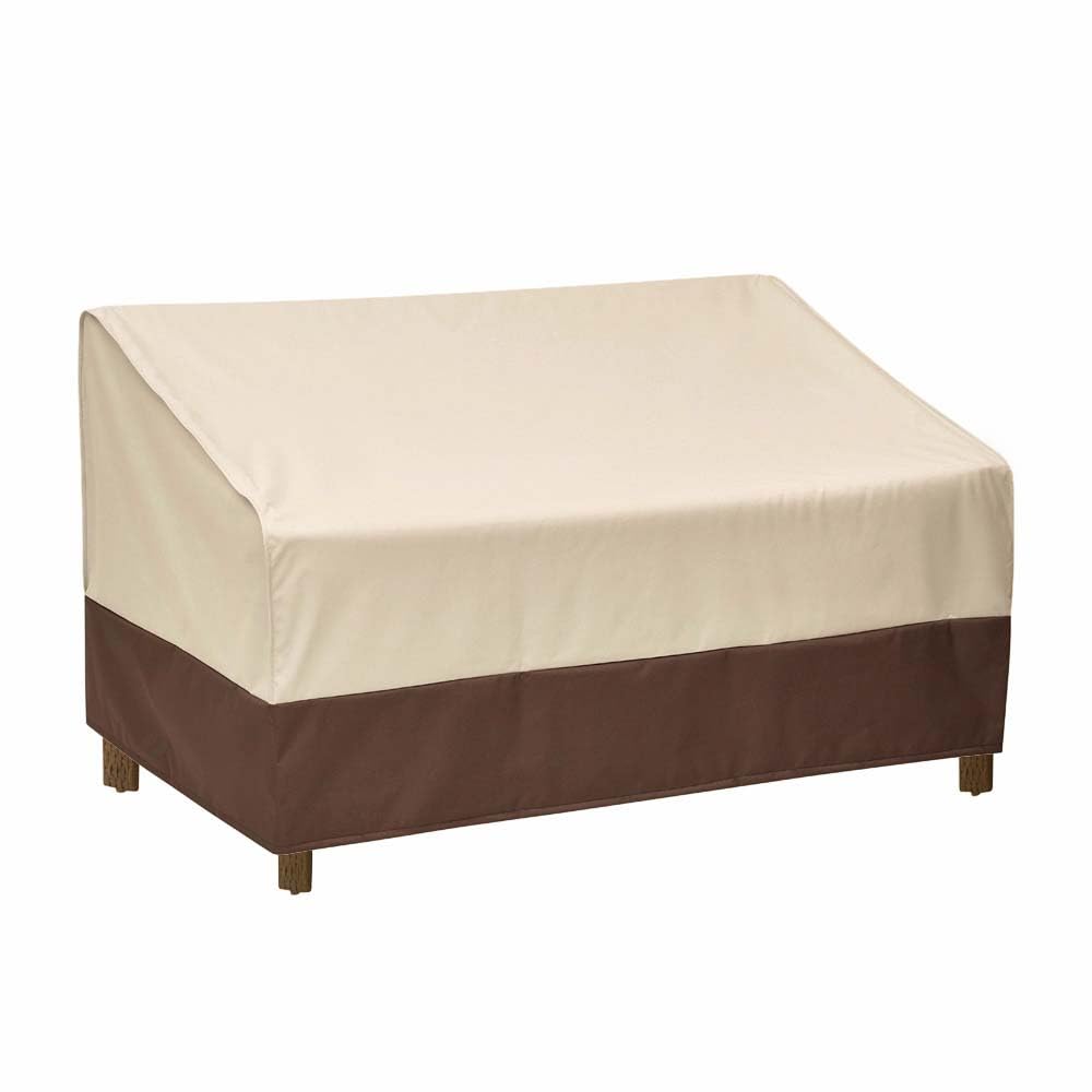 Loriano two-seater patio sofa cover fits 60W x 40D x 33H and shields from rain and dust.