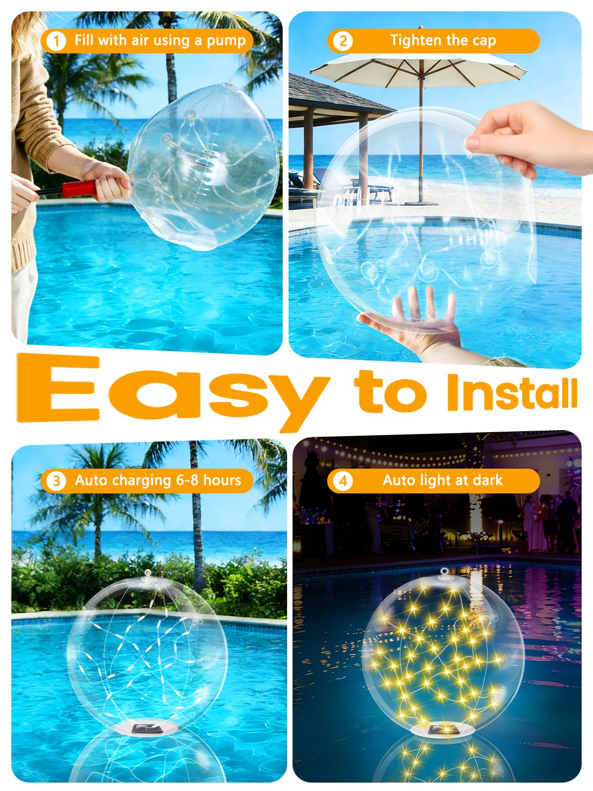 LORRYTE IP68 waterproof pool ball endures water exposure for outdoor use