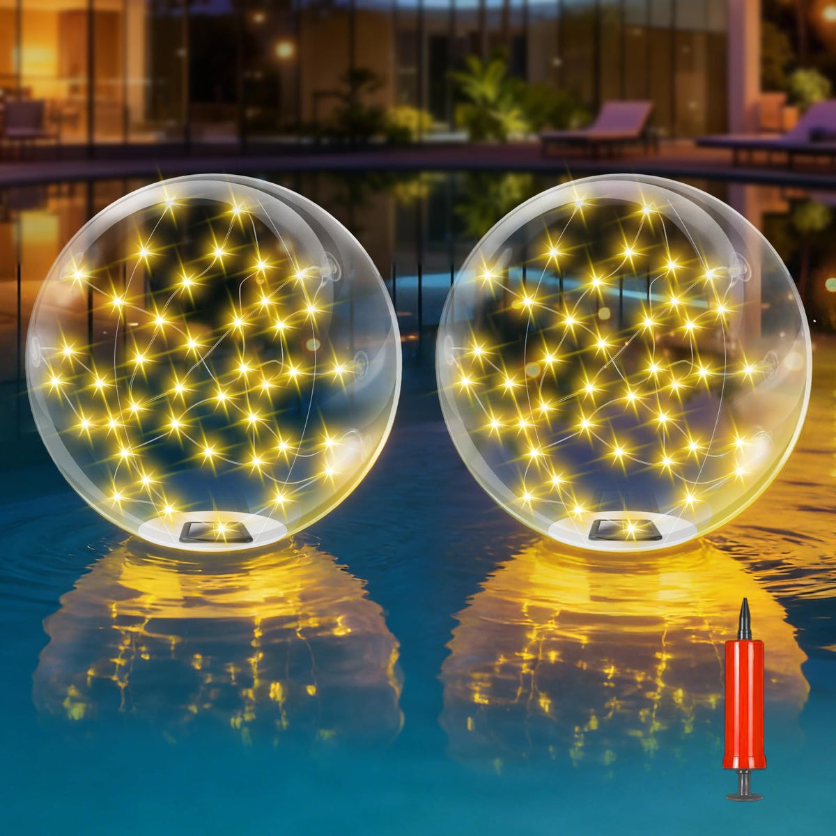 LORRYTE 13-inch pool light ball provides bright ambient glow