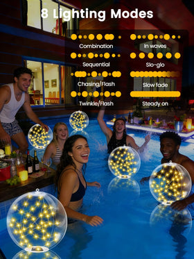 LORRYTE warm-white floating light brightens outdoor pool area