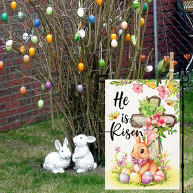 LosFong He Is Risen flag 2 inch opening fits standard garden poles.