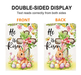 LosFong He Is Risen flag cross floral pattern enhances seasonal curb appeal.