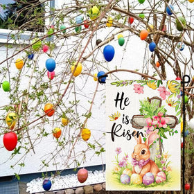 LosFong He Is Risen flag outdoor garden decor elevates entryways.