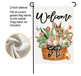 LosFong floral basket flag brightens porches with spring blooms.