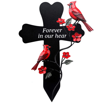 LOSFOTBO Cardinal grave marker 15in for serene cemetery or garden display; weatherproof and durable.