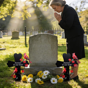 LOSFOTBO Crimson cardinal design; versatile decor for cemeteries, gardens, and courtyards.
