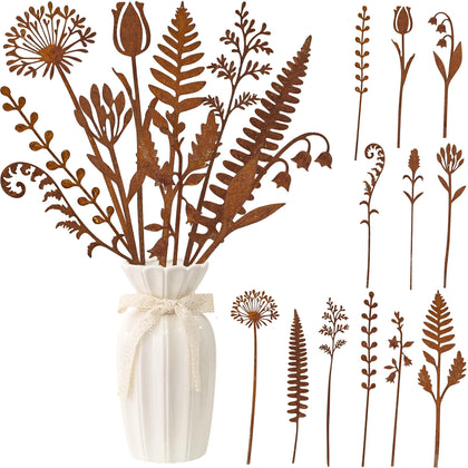 LOTADILO rusty metal flowers stakes add timeless charm to gardens and pots.