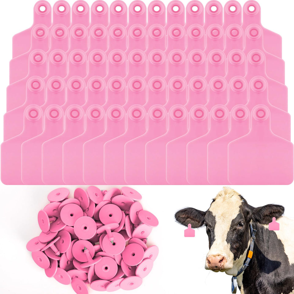 Lothee blank cattle ear tags pink for clear livestock ID.