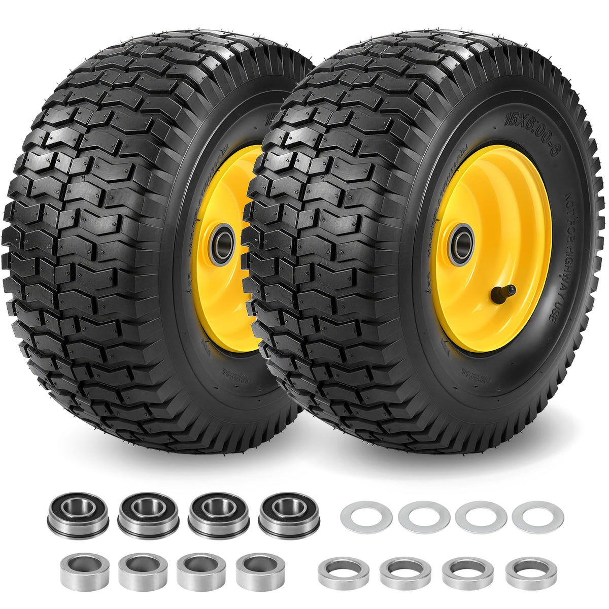 LotMove 15x6-00-6 front tire assembly improves stability and lawn-friendly traction.