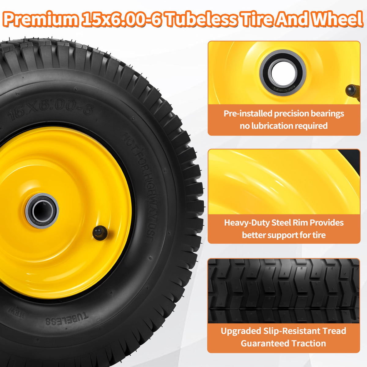 LotMove heavy-duty front tire and wheel handle loads up to 570 pounds.