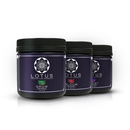 Lotus Nutrients Starter Kit front view showing the complete three-part system for easy feeding