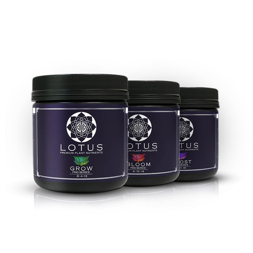 Lotus Nutrients Starter Kit front view showing the complete three-part system for easy feeding