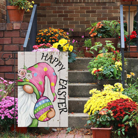Louise Maelys 12x18 inch garden flag size shown on stand
