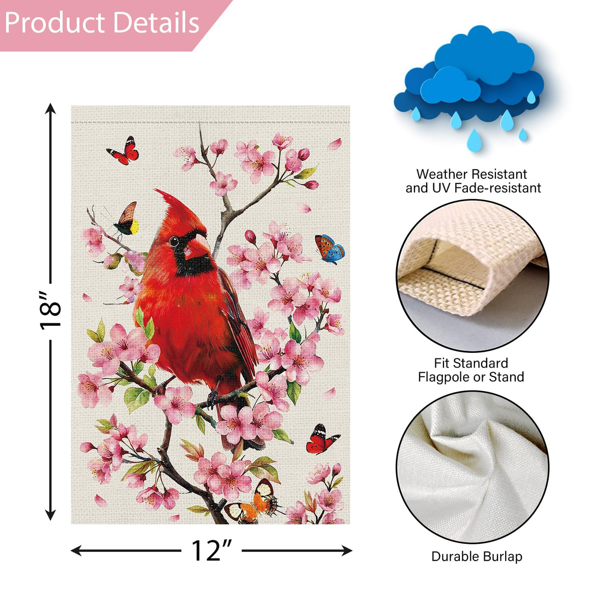 Louise Maelys 12x18-inch garden flag showcases vibrant spring colors outdoors.