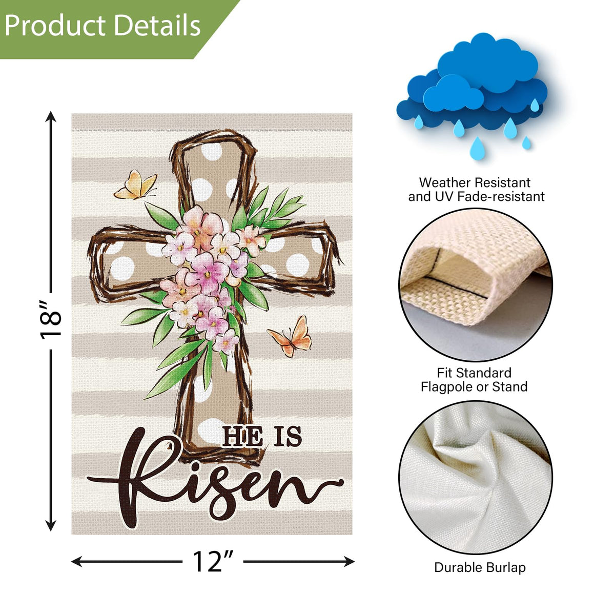 Louise Maelys burlap flag offers textured charm for seasonal yard décor.