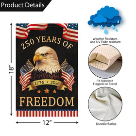 Louise Maelys commemorative flag featuring FREEDOM and eagle motif