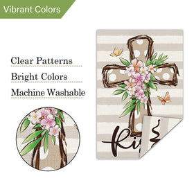 Louise Maelys outdoor flag complements spring décor with durable burlap ready for outdoors.