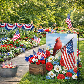 Louise Maelys daisy-floral welcome flag for curb appeal