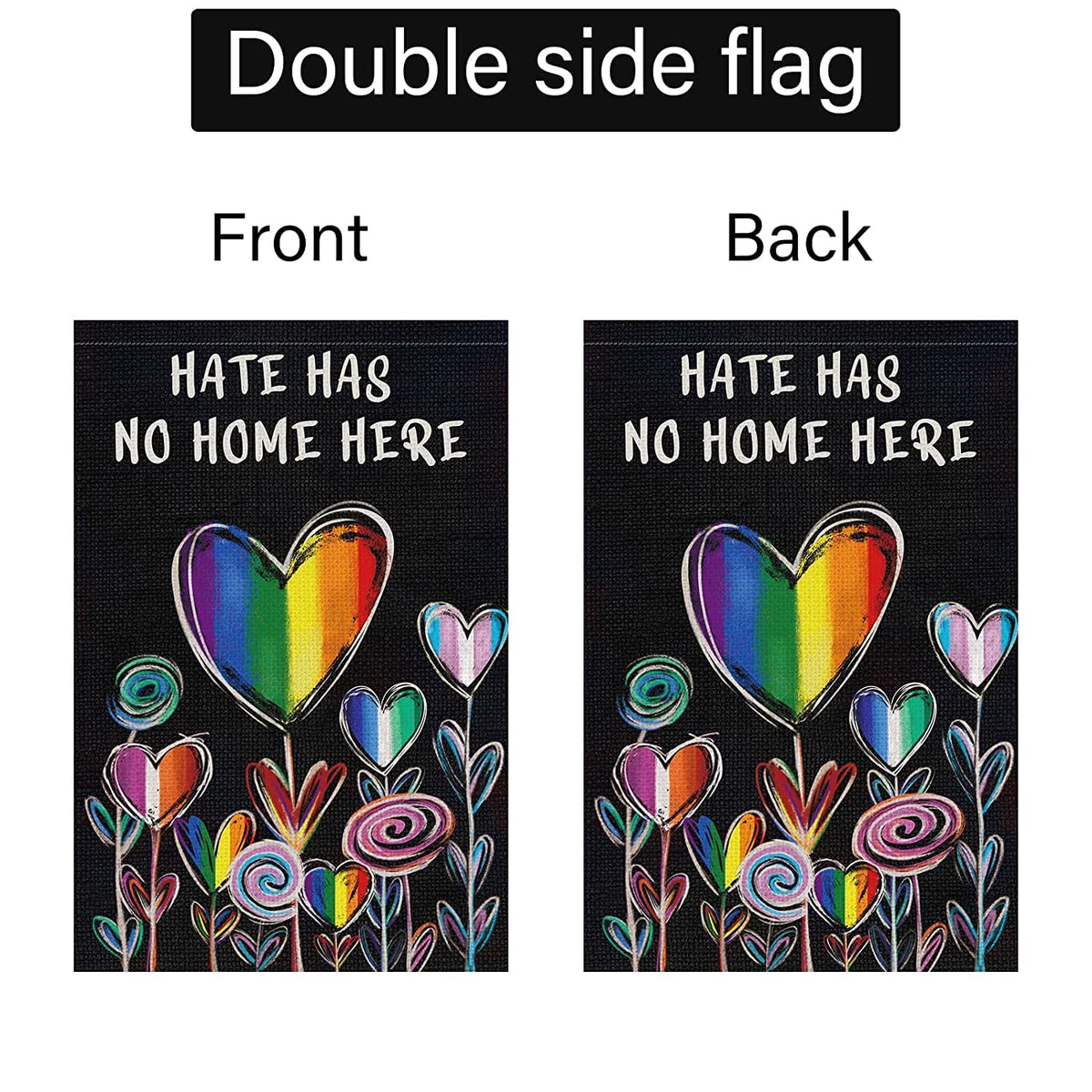 Louise Maelys Double sided Pride Flag print readable from both directions