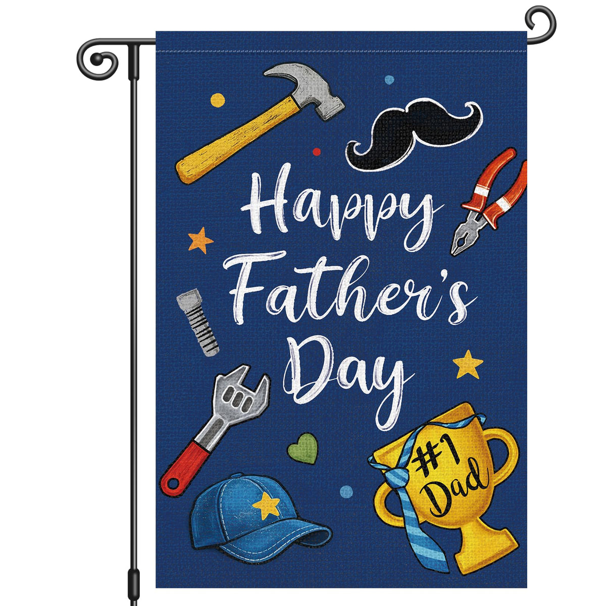 Louise Maelys Happy Father's Day garden flag with tools design brightens your yard.