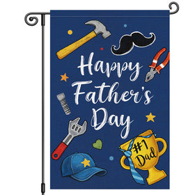 Louise Maelys Happy Father's Day garden flag with tools design brightens your yard.