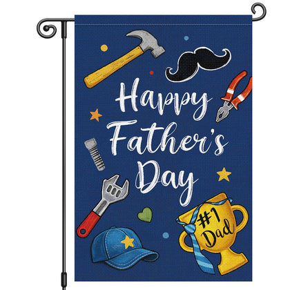Louise Maelys Happy Father's Day garden flag with tools design brightens your yard.