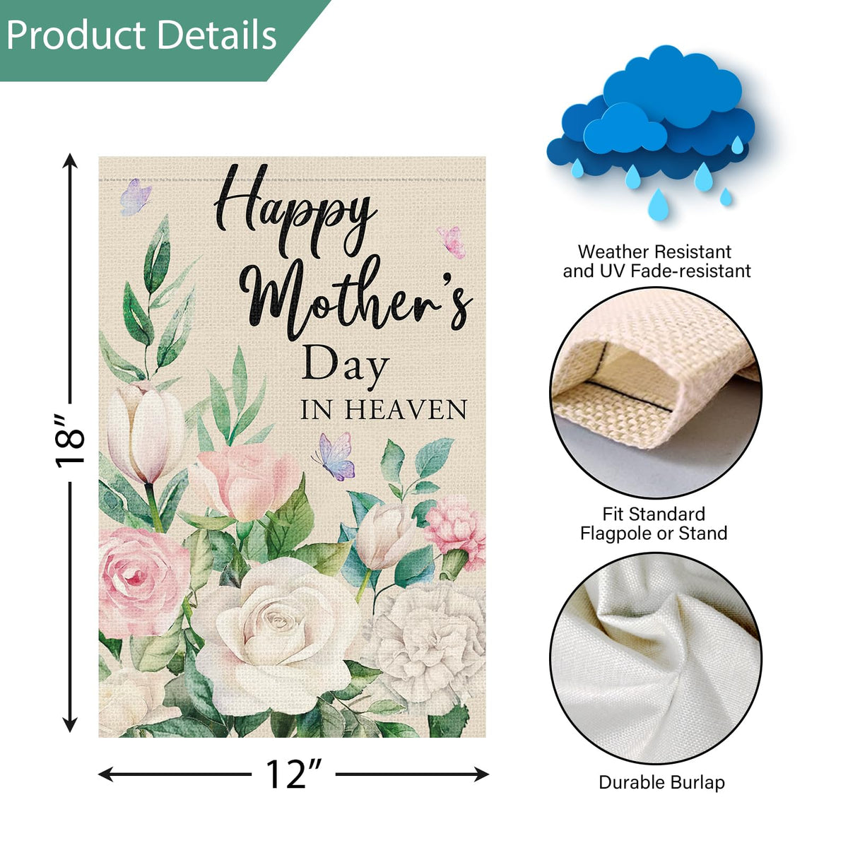 Louise Maelys 12x18 flag suitable for porch or garden display