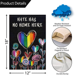 Louise Maelys Hate Has No Home Here design with sleeve hanger for easy hanging