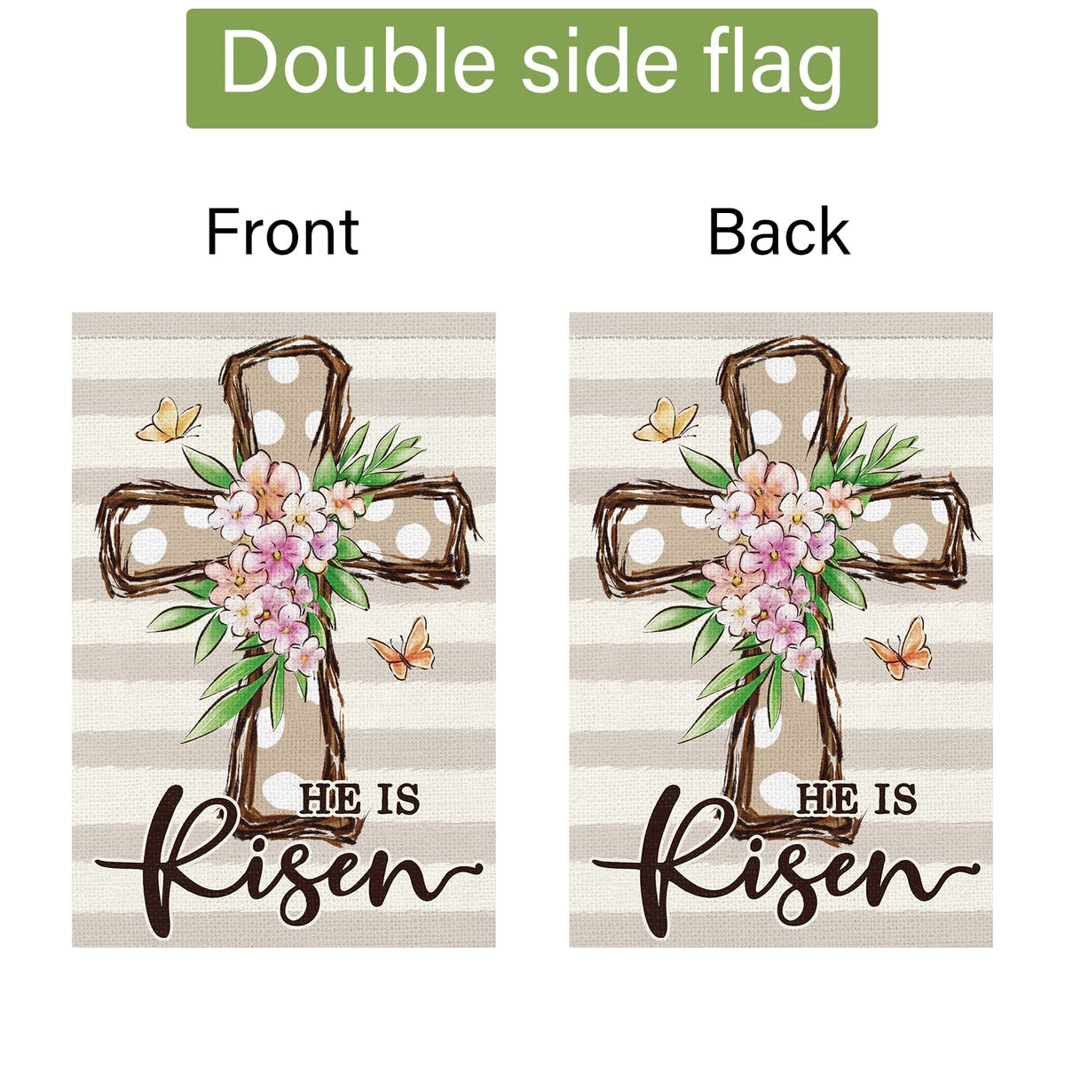 Louise Maelys cross flag provides a timeless Easter accent for reusable seasonal display.