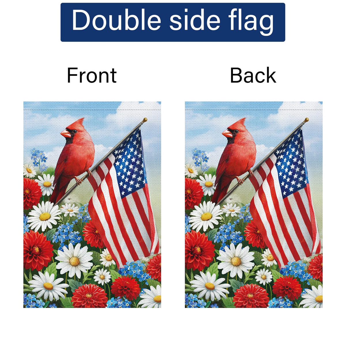 Louise Maelys outdoor patriotic garden flag on display