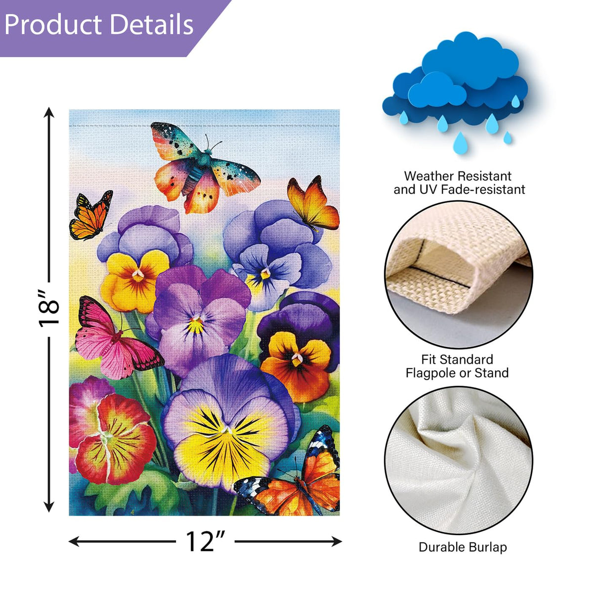Louise Maelys outdoor yard flag, ideal for patio or lawn spring decoration.