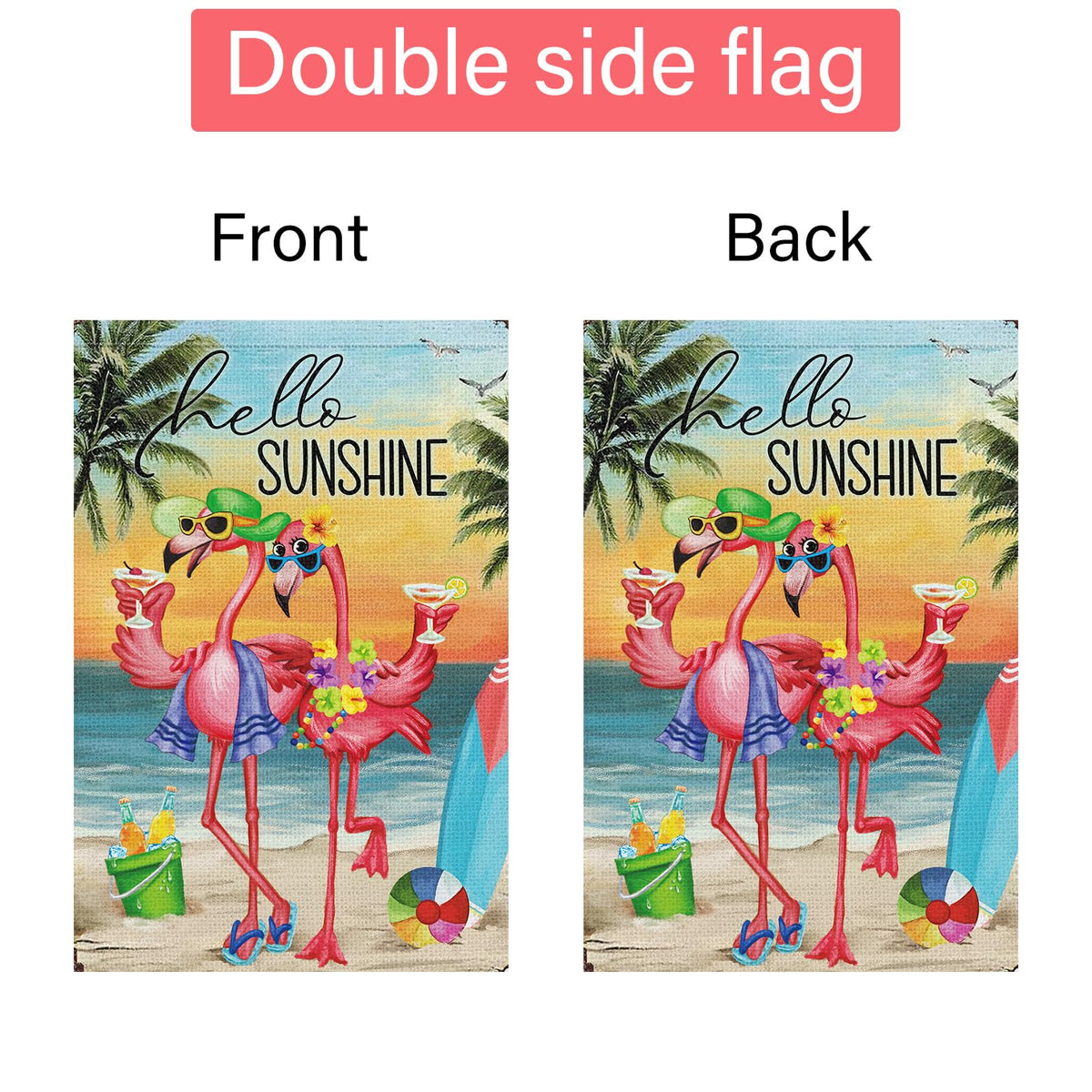 Vibrant summer motif flag ideal for gardens, front yards, porches, or patios.