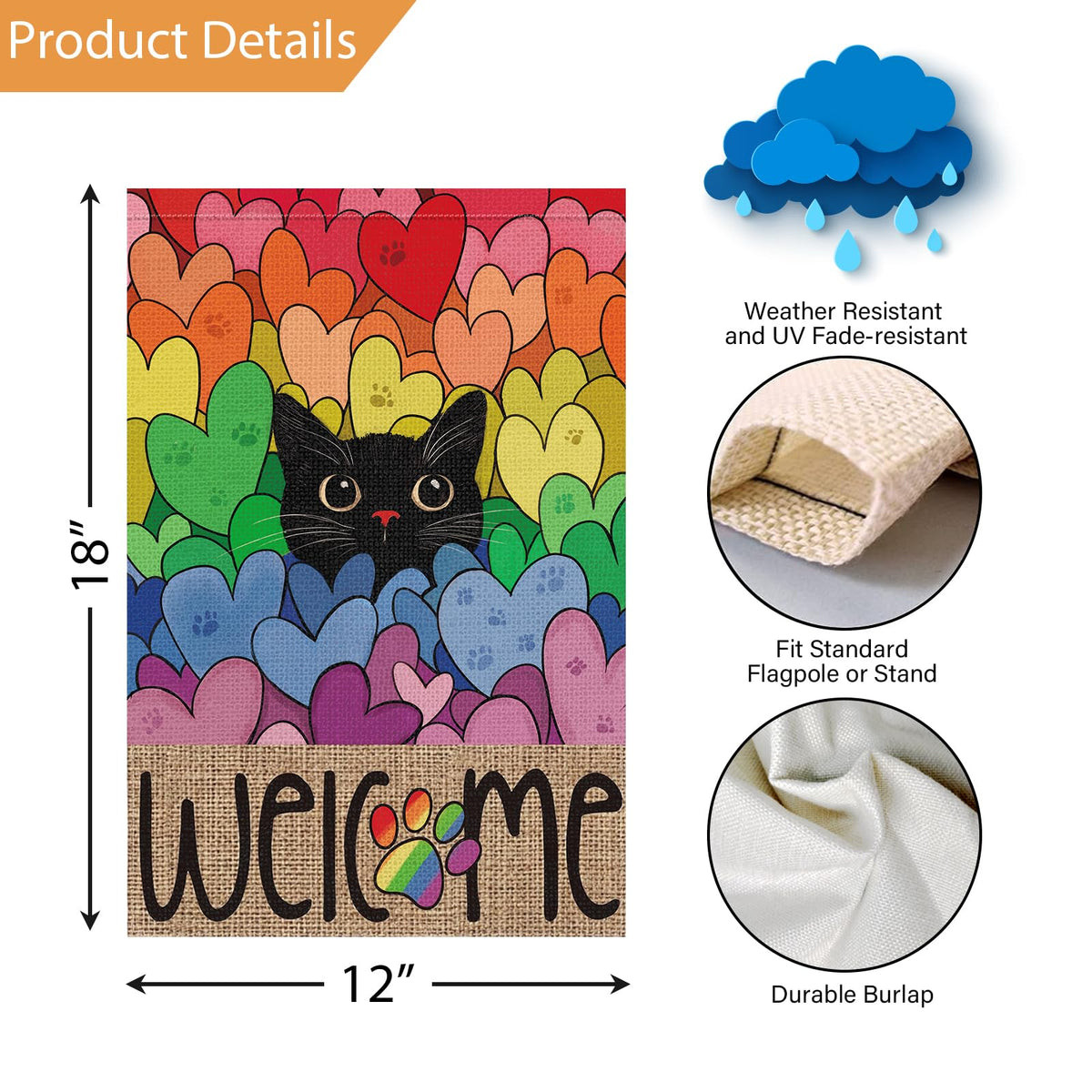 Louise Maelys Pride flag features burlap-look texture for cozy outdoor charm