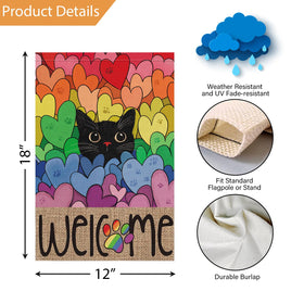 Louise Maelys Pride flag features burlap-look texture for cozy outdoor charm