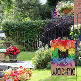 Louise Maelys Pride flag shows double-sided print for visibility from both directions