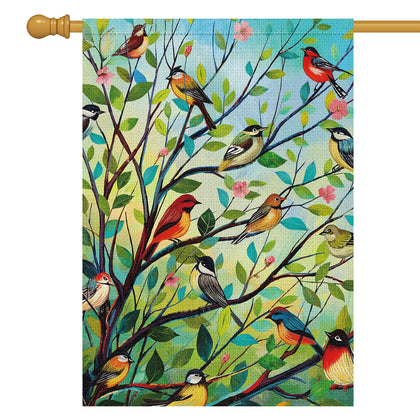 Louise Maelys spring welcome flag with floral bird tree design for outdoor curb appeal