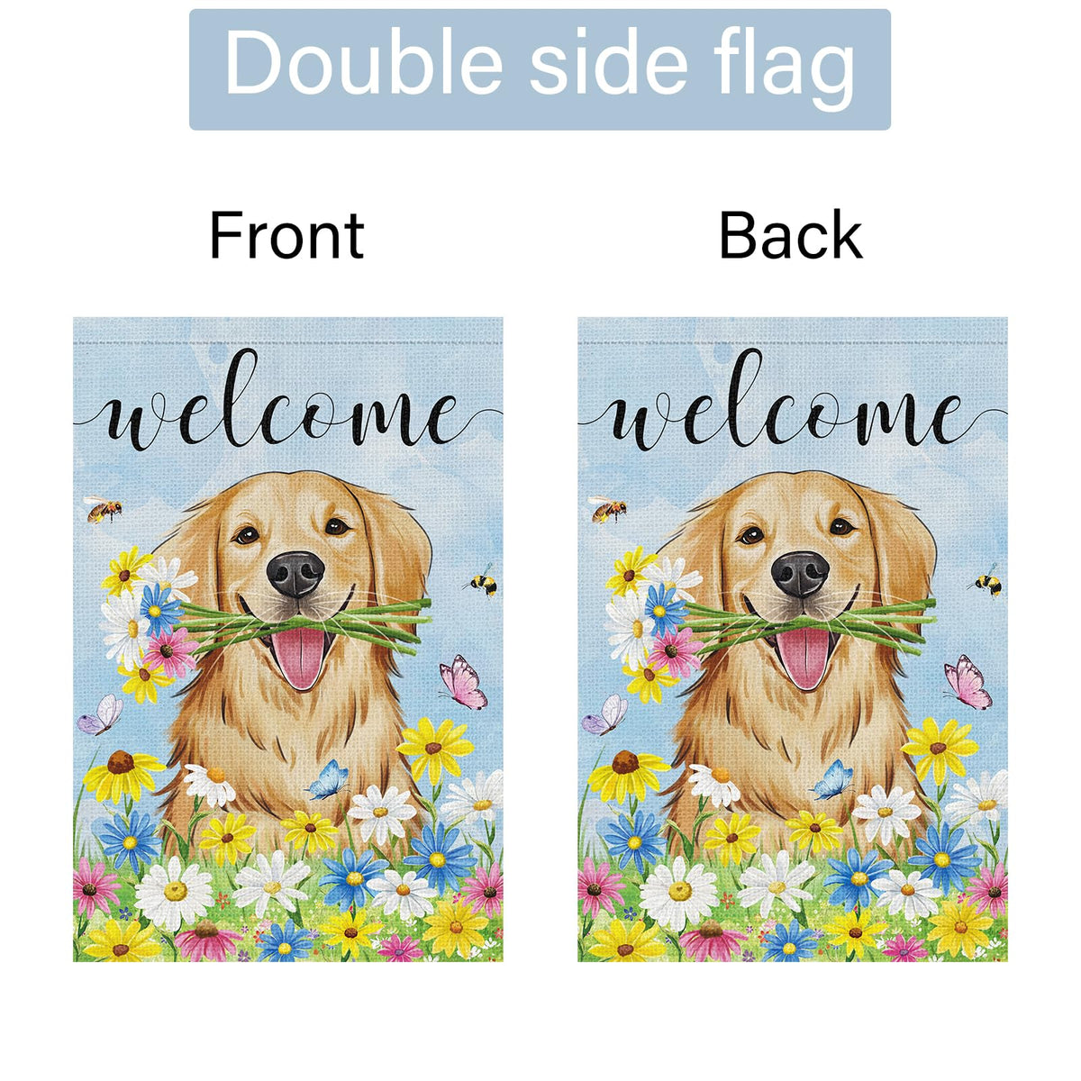 Louise Maelys Welcome Spring flag ideal for seasonal porch decor