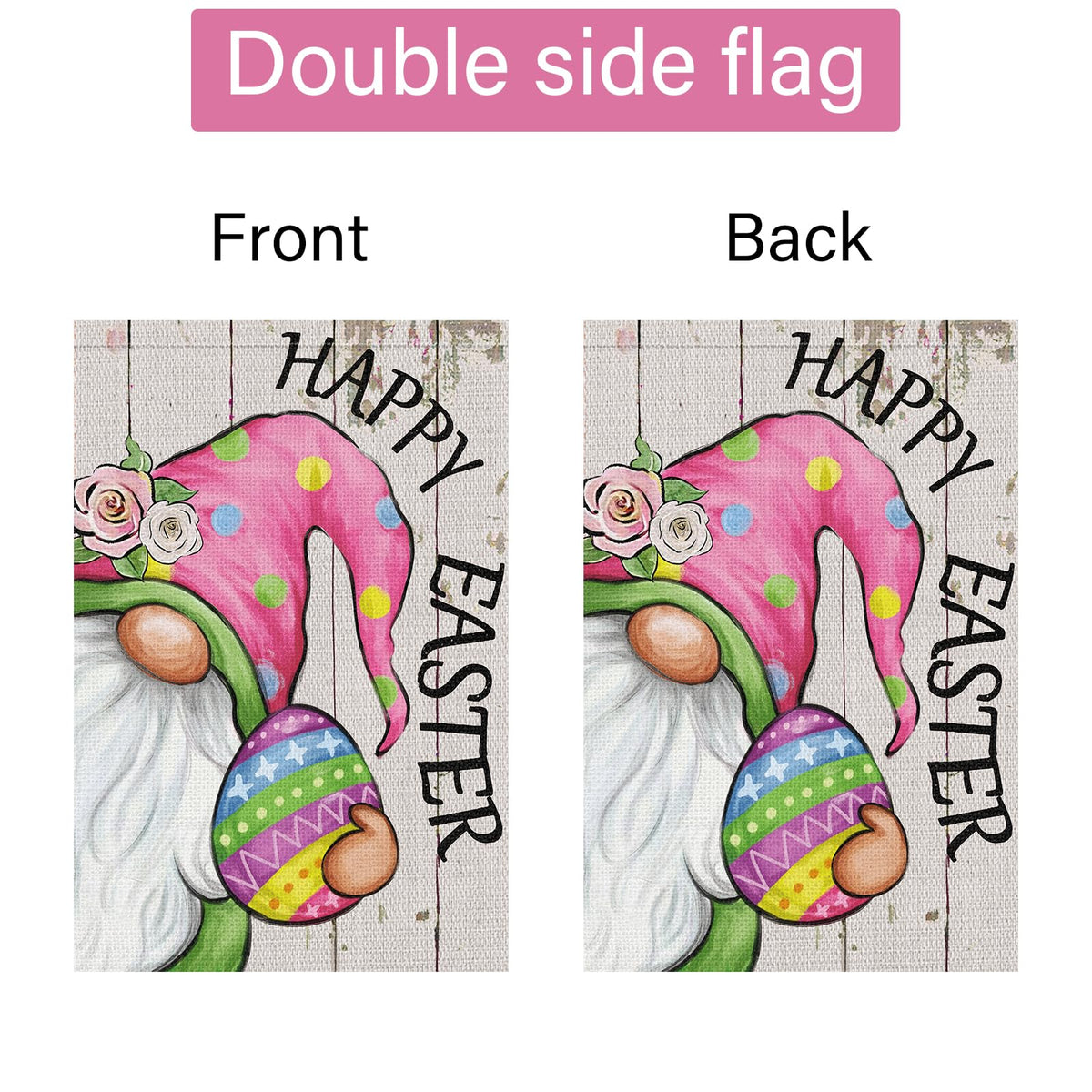 Vibrant spring print on Louise Maelys Easter flag for yard decor