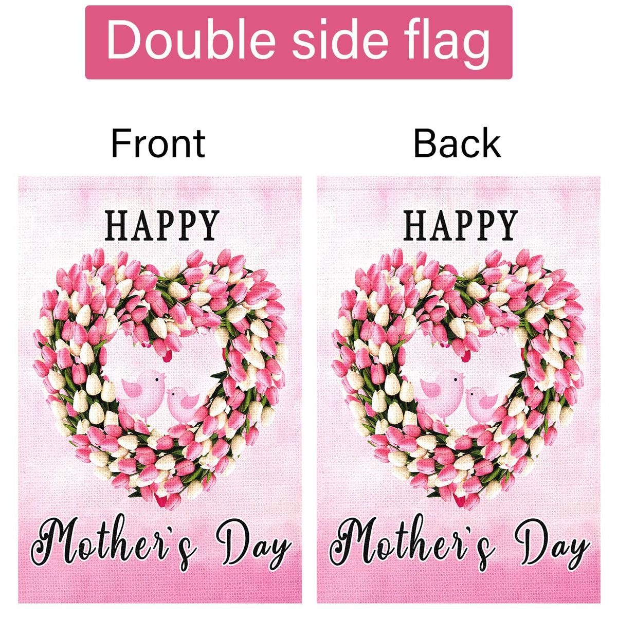 Louise Maelys yard decor floral welcome flag for porch or garden entry.