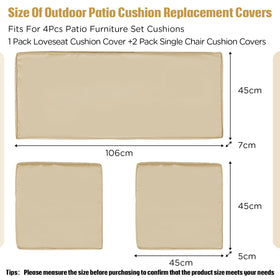 Lounsweer cushion cover 42x18x3 brown closeup waterproof coating keeps cushions dry.
