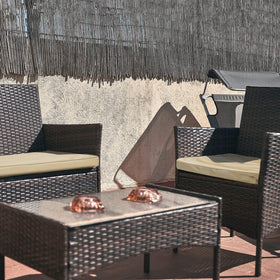 Lounsweer waterproof coating texture on outdoor cushion cover adds durability.